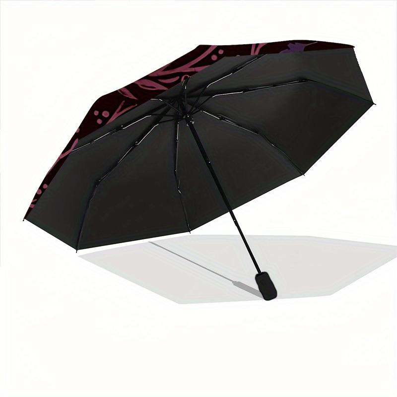 1pc Skulls Ravens Automatic Open/close, All-Season Portable Folding Umbrella, Travel, Everyday, Formal Events - Compact Luxury Parasol, Outdoor Access