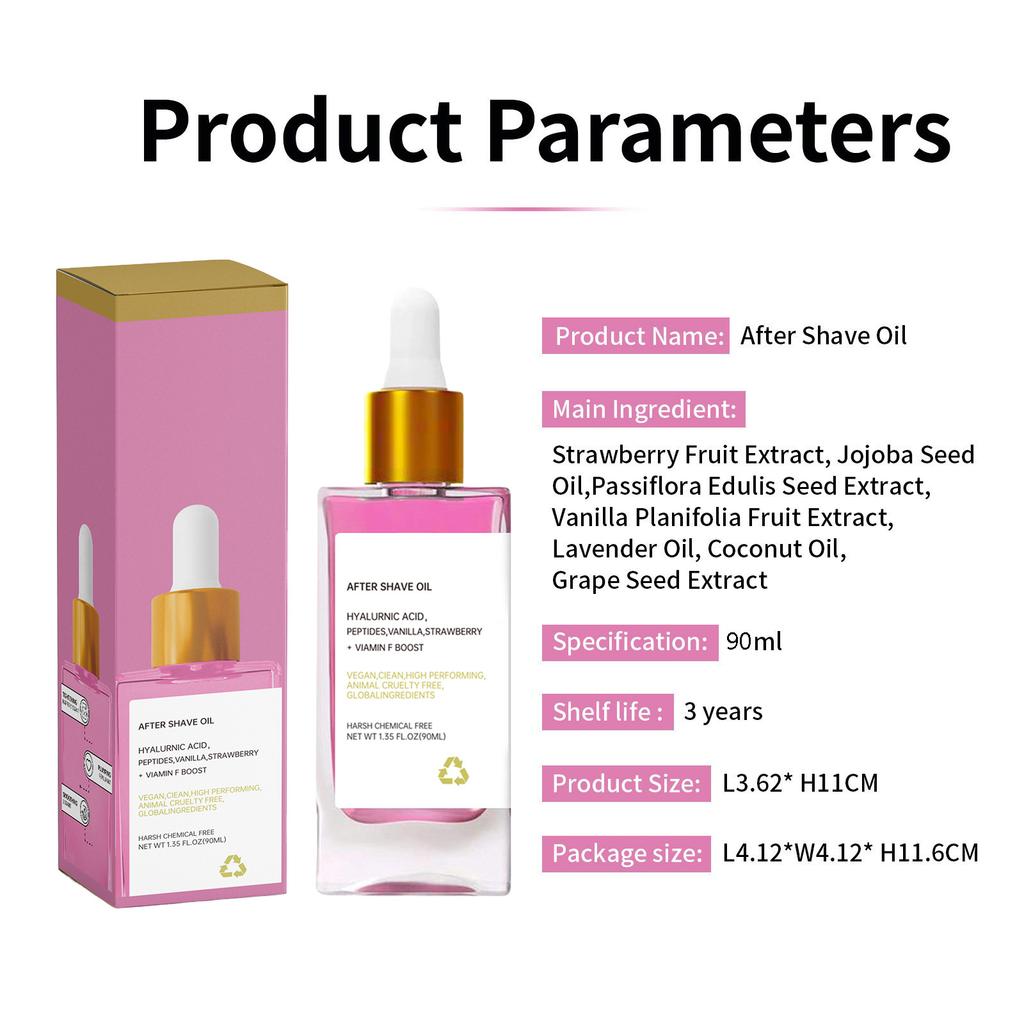 Strawberry Aftershave Oil Body Care Serum 90ml | Smoothing, Tightening & Moisturizing, Full Body Use, Men's Skin Care