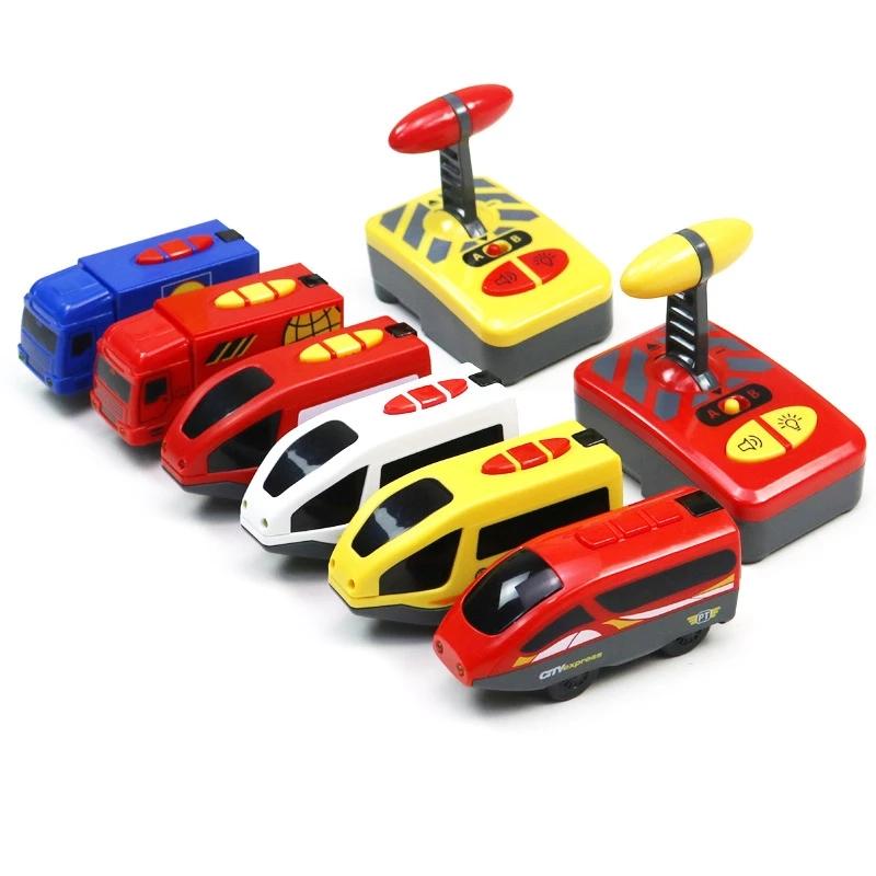 Remote Control Electric Train Set Magnetic Locomotive Diecast Slot Toy Fit for Wooden Railway Tracks Kids Vehicle Toys