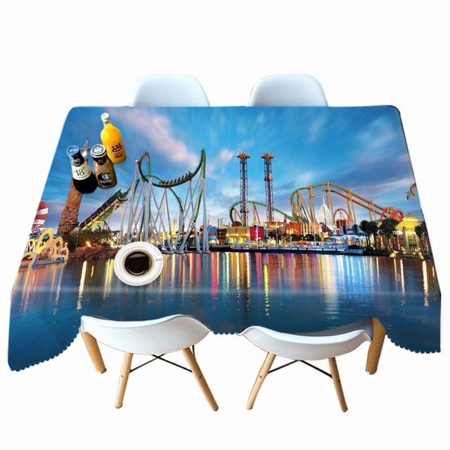 Seascape World Pattern Sea Playground Tablecloth Thicken Cotton Rectangular Round Table Cloth For Wedding Picnic Party