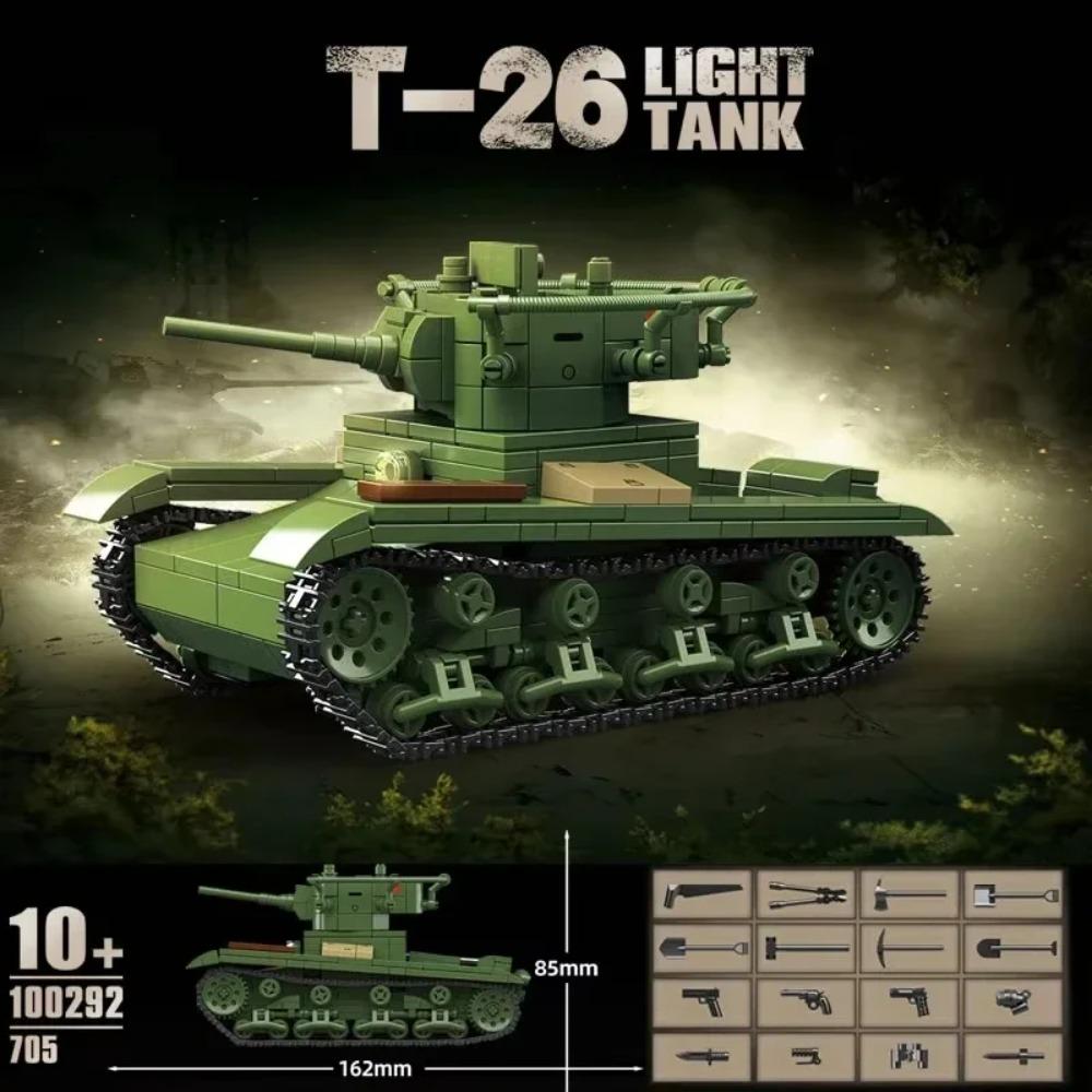Carro armato leggero tedesco della Seconda Guerra Mondiale PZ.KPFW.38(T)Mattoncini da Costruzione Carro Armato Serie Militare WW2 Set Modello Mattoncini Giocattoli per Bambini Regali