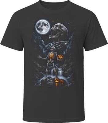 Skeleton Howling At the Moon Spooky Jack O Lantern Gift T Shirt