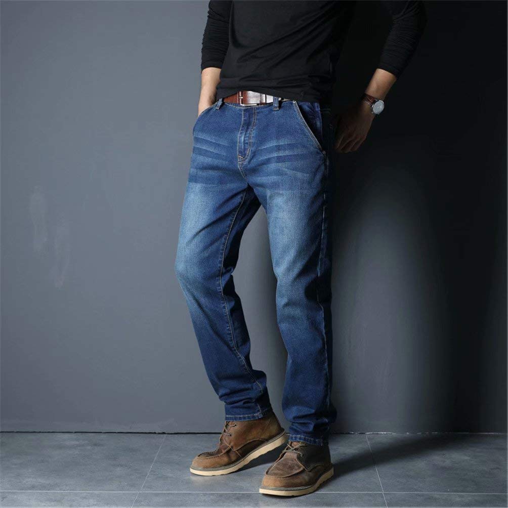 Tenflow Plus Size Denim Jeans with Straight Cotton Pants for Spring and Autumn Men's Stretch, Leg, (Size 40, Blue)
