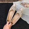 French Rhinestone Pearl Low-heeled Light-mouth Single Shoes Women's 2025 New Spring and Autumn Thick-heeled Small Square Head V-mouth Medium-heeled Wo