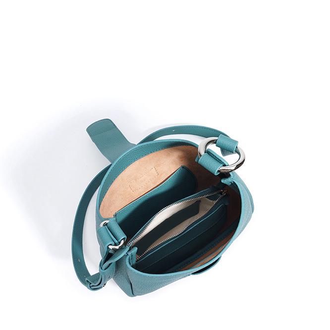 Women's Litchi Grain Genuine Leather Bucket Bag, Soft Minimalist Commute Handbag with Adjustable Strap, Shoulder, Crossbody & Underarm Bag
