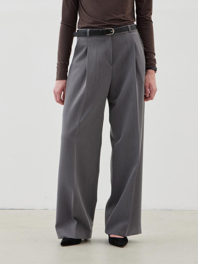 Leusejiem One-Pleat Wide Slacks - Gray
