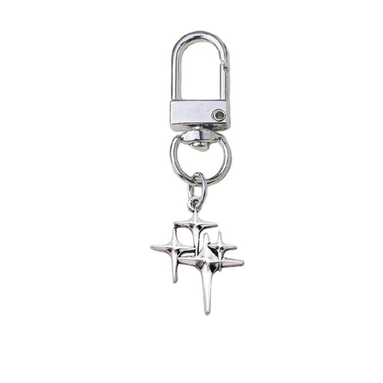 Hollow Star Charm Pendant Keychain Stylish Crystal Star Moon Keychain Car Keyring for Women Bag Ornament Backpack Decors