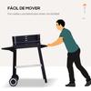 Charcoal BBQ Grill with Adjustable Grill Height, Shelves and Wheels for Outdoor Use, 83x46x87 cm, Black