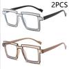 Two Dimensional Flat Lens Ins Square Anti-blue Glasses Frame Personality Trend Glasses