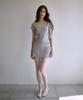 PORTERNA Lace Trim V-Neck T-Shirt-Melange Gray