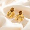 Vintage Metal Wave Petal Stud Earrings for Women Fashion Simple Elegant Texture Rhinestone Charm Earrings Female Jewelry