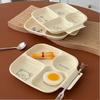 WORTHBUY Dessert Salad Plate With Compartment Stackable Dishes Square Plastic Dinner Plate Dishwasher Safe Student Kid Tableware