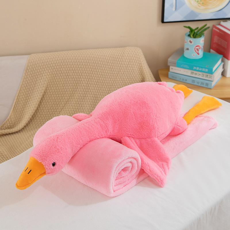 Fluffy Goose Plush Toy Soft Air Conditioning Blanket Pillow Adorable Bed Leg Hug Doll