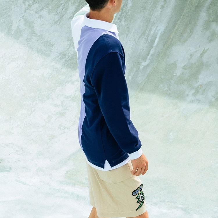 Li-Ning X Steven Harrington Steven Harrington Cartoon-Print Color-Block Locker Oversized Langarm-Poloshirt Unisex-Oberteile Mehrfarbig APLR143-2