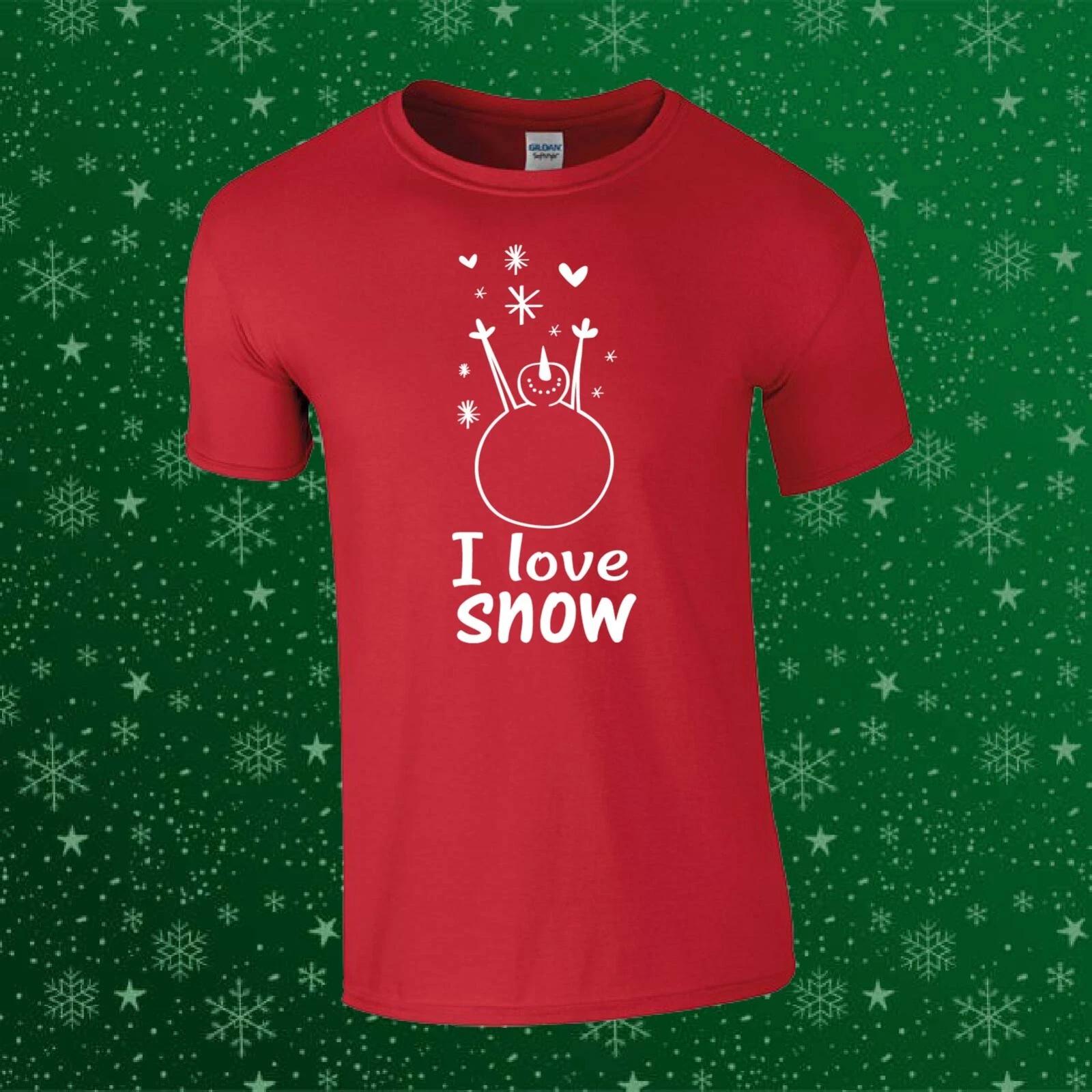 I Love Snow Xmas Christmas Funny Gift Unisex Kids/Adults Top T-shirt S
