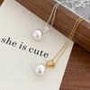 S925 Sterling Silver Light Luxury Exquisite Micro Zircon Diamond Square Diamond Pearl Pendant Necklace Women's Clavicle Chain New Trend