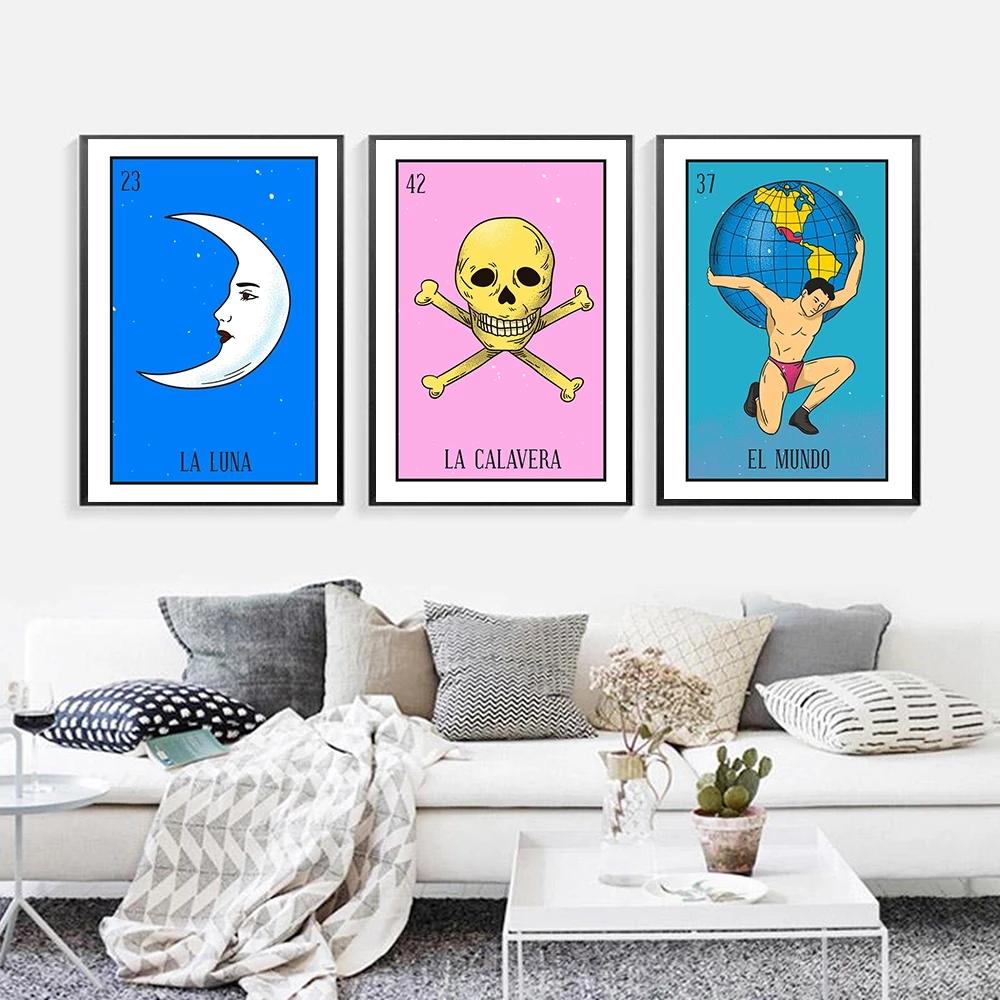 Abstract Mexican Tarot Poster and Prints Nordic Wall Art Pictures Colorful Lottery Canvas Painting for Living Room Home Decor