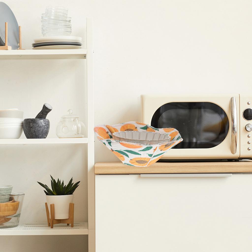 4pcs Microwave Bowl Cover Colorful Fruit Pattern Heat Resisting Anti-Slip Mat For Hot Bowls Kitchen Supplies Bowl Holder