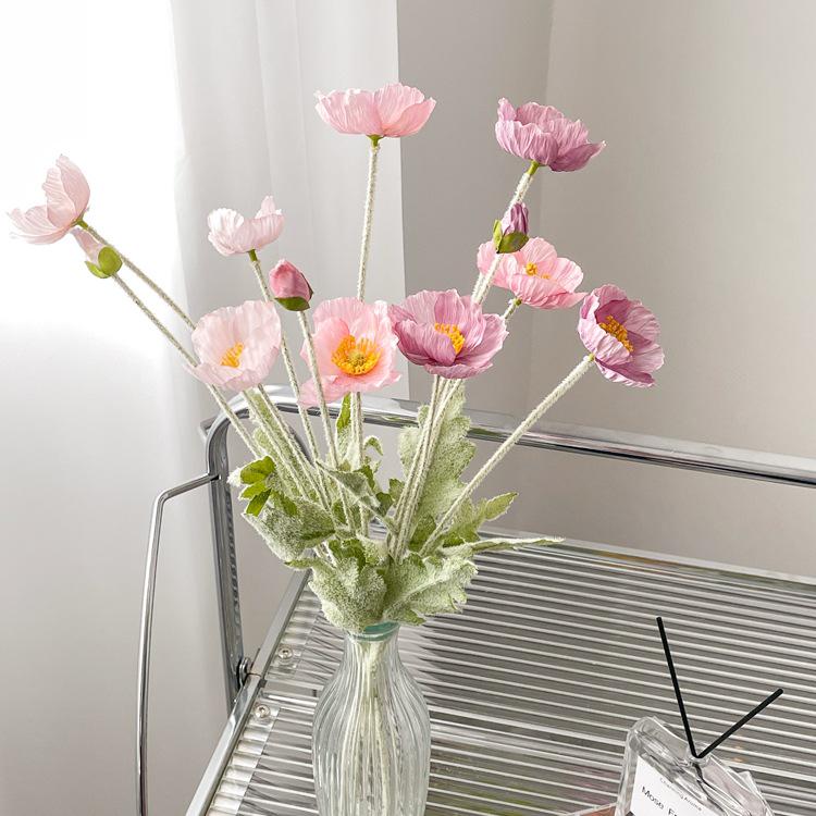 Poppy Pink Icelandic Artificial Flower Bouquet for Living Room Decoration