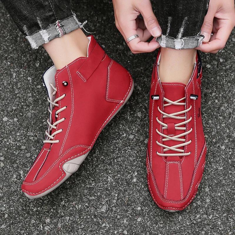 Men's High Leather Lightweight Boots with A Comfortable Breathable Non Slip Sole for Walking Training Suitable Couples Boots