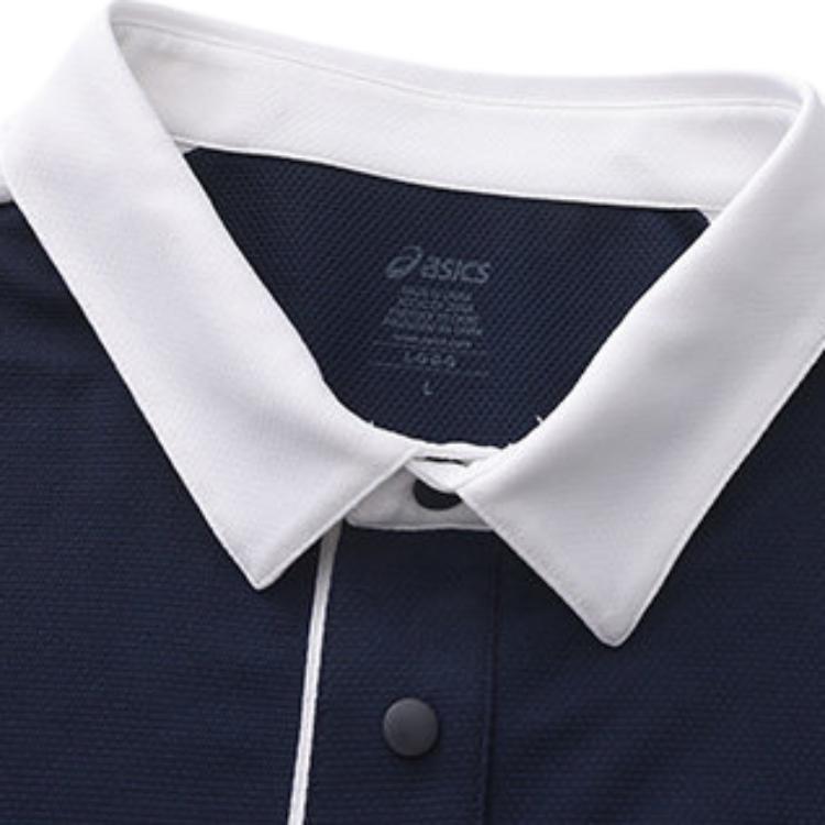 ASICS Polo Shirts Men's 2041A405 400 Dark Navy Blue Polo Collar Moderate Straight Fit 2041A405-100-2041A405-400