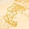 Stainless Steel Gold-Plated Hollow Flower Cuff Bracelet for Women