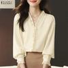 Women Casual V-Neck Loose Long Sleeve Blouse