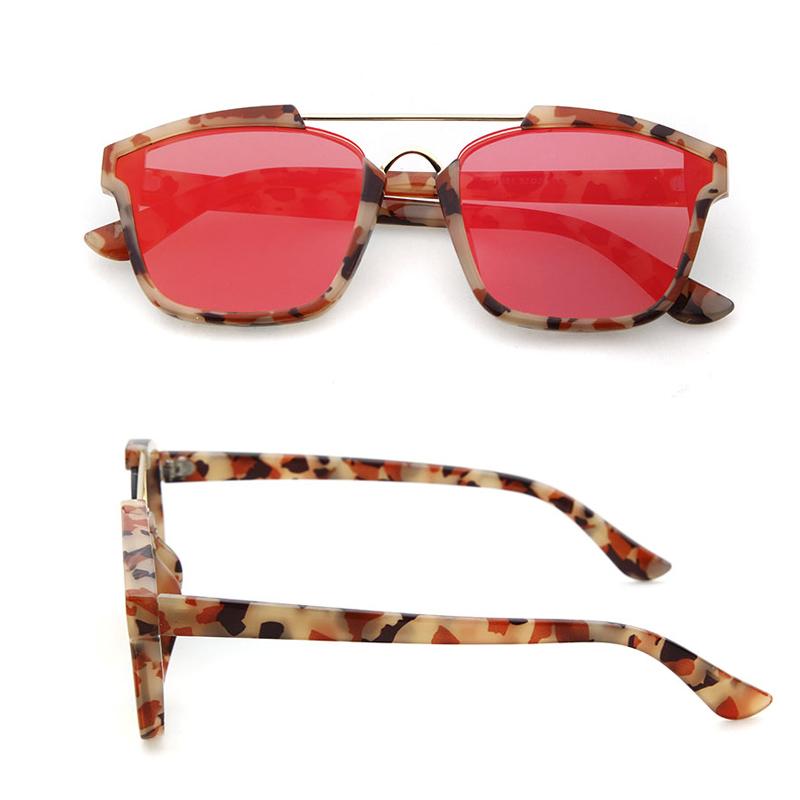 Fashion Pilot Flat Top Sunglasses Men Vintage Square Film Mirror Blue Lens UV400 Protection Stylish Eyewear