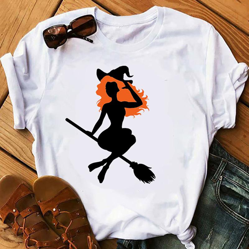 Tricou la modă de vară pentru femeie Halloween vrăjitoare imprimeu tricouri femei casual amuzant tricou pentru Lady Yong Girl Top Tee Hipster