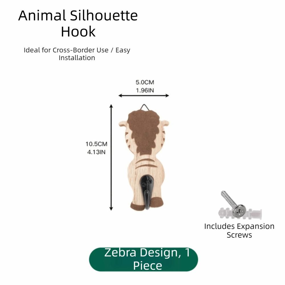 Hickory Wood Animal Hook Cute Design Wall-Mounted Hook Decoration Key Hanging Hook  Wardrobe