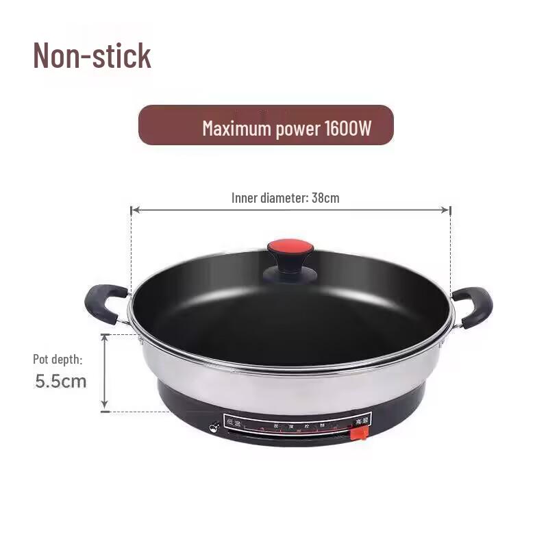 Multi-functional Non-stick Stainless Steel Electric Pancake Pan with Deepened Flat Bottom for Frying and Baking