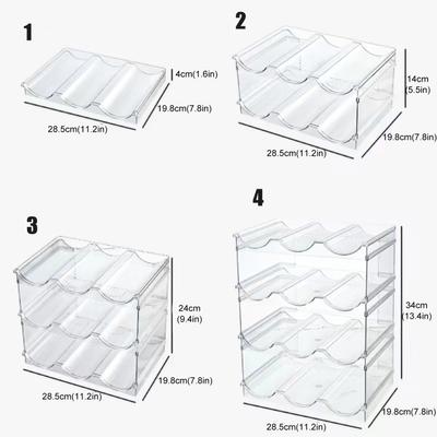 2/3/4 Layer Water Bottle Clear Storage Rack Stackable Wine Bottle Holder Cup Organizer for Kitchen Cabinet Countertop Fridge