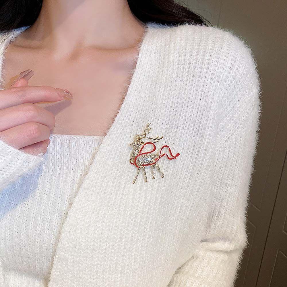 

Подарочные модные украшения брошь с эмалью в виде лося, рождественская брошь, ювелирные аксессуары, женская булавка на лацкан A3