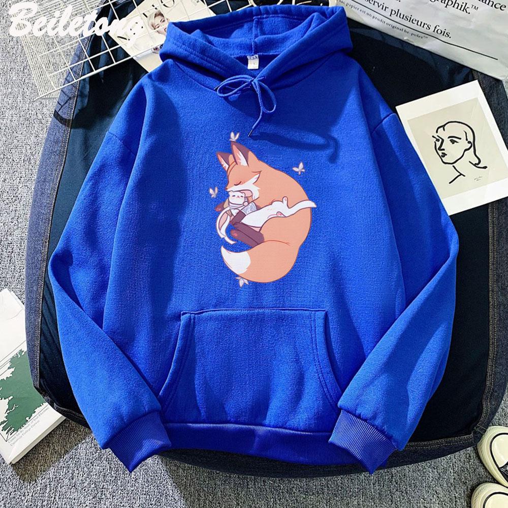 TGCF Hualian Cat Kawaii Cartoon Printed Hoodies Heaven Officials Blessing Clothing Sudaderas Harajuku Woman Man Y2k Sweatshirt