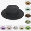 Color Square 20 Buckle Round Straw Hat Summer Travel Sunshade Cap Breathable