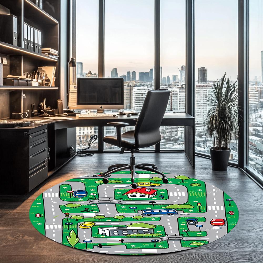 Cute Cars Printed Round Rug Carpet Chair Rug Area Rug Entryway Doormats,for Office Chair Living Room Bedroom Kitchen Room.