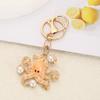 Keychain Pendant Imitation Pearls Rhinestones Inlaid Octopus Shape Key Chain with Lobster Clasp Bag Charm Backpack Accessory