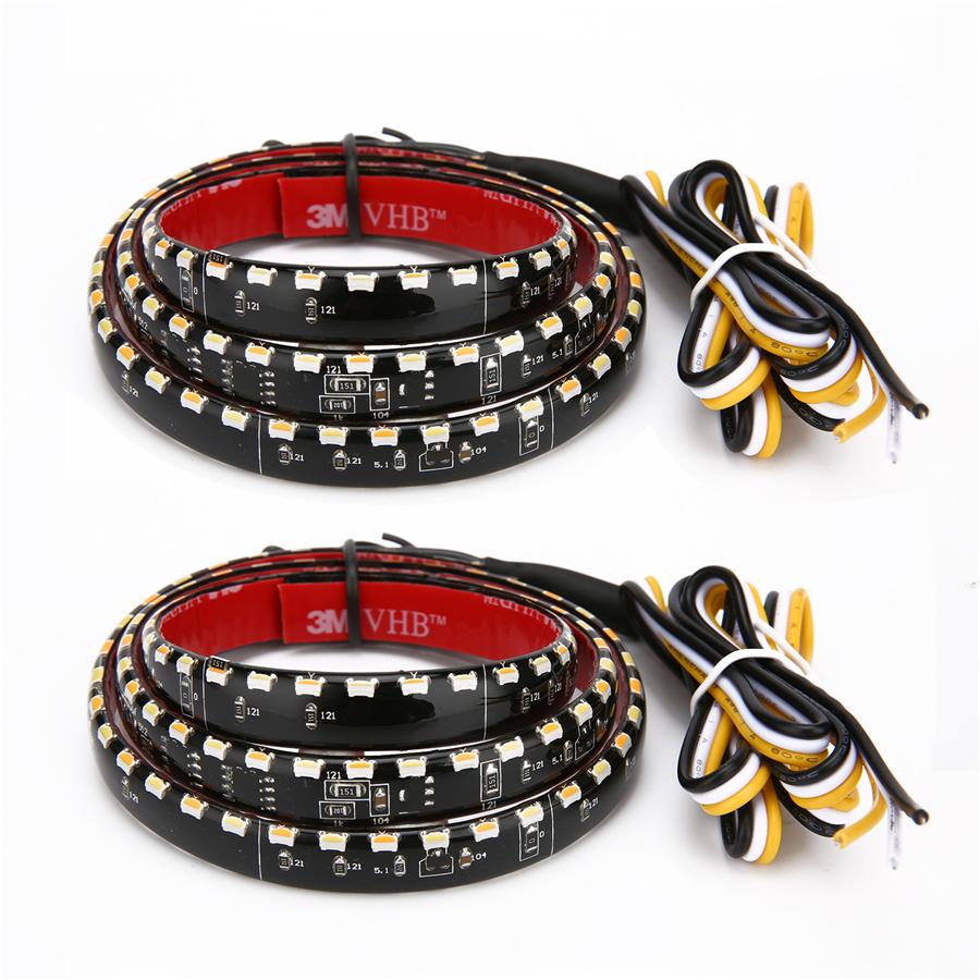 2PC LED Headlight Trunk Signal White & Yellow Strip Light NO Error 12V Universal