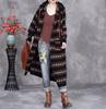 Johnature Vintage Style Contrast Stripe Hooded Casual Knit Coat Woman Autumn Fashion Long Sleeves Chinese Style Coat