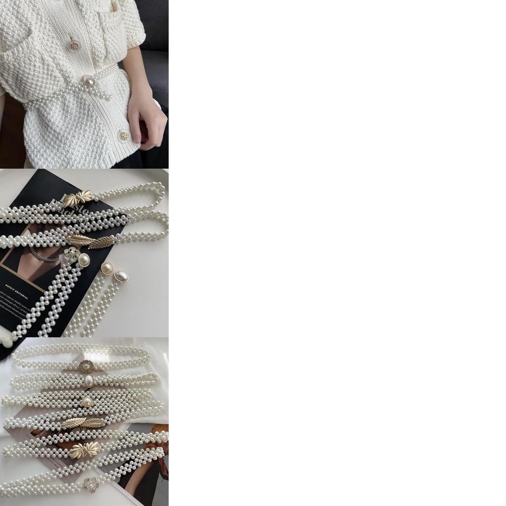 Korean Elegant Style Pearl Waist Chain For Women With Glamorous Accents Rhinestone