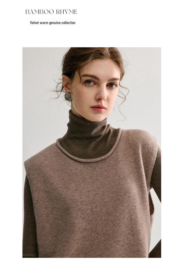 100% Pure Cashmere Rolled Hem Sleeveless Shawl Collar Women's Vest for Autumn/Winter