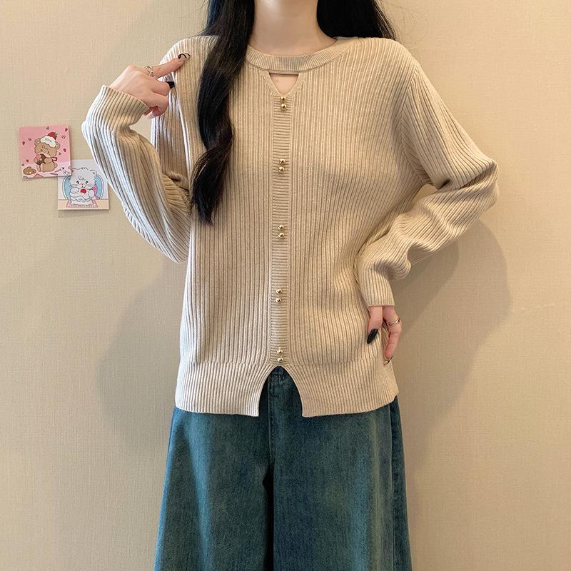 

Plus Size Women s 2025 Spring Knitwear: Stylish Loose & Slimming Long Sleeve Sweater Top Plus Size 3XL