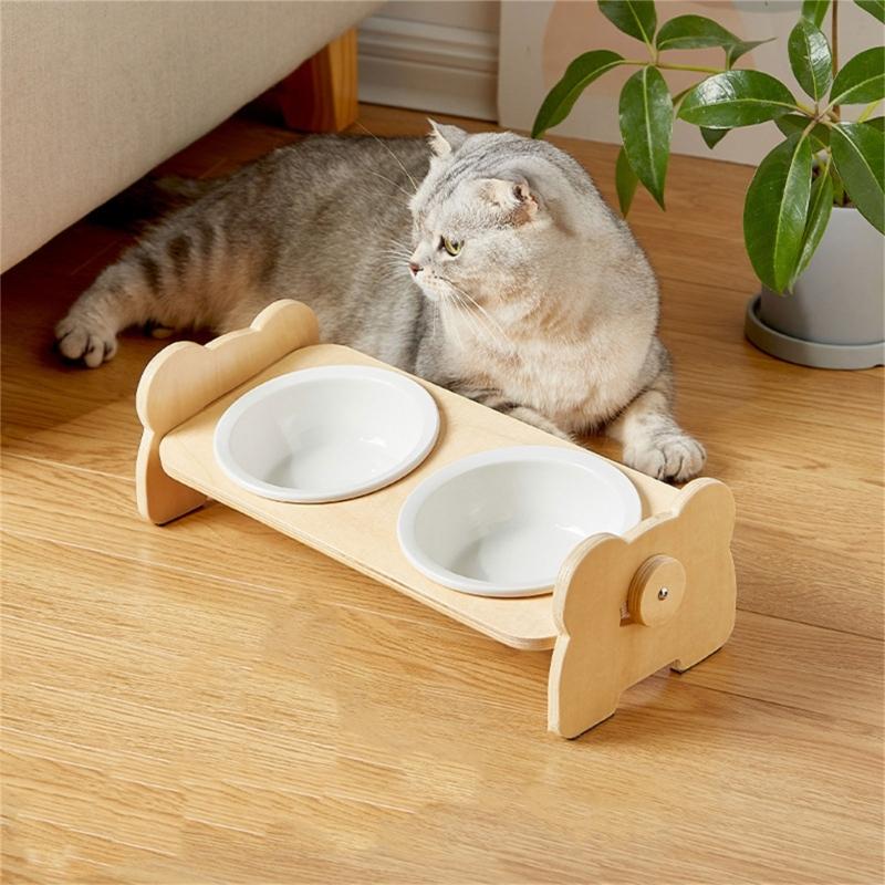 Adjustable Tilted Pet Food Bowl Cat Bowl for Food & Water Feeding Bowl Elevated Cats Bowl Anti-Slip Cat Feeder Dishware