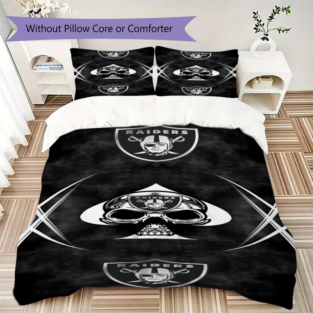 Las Vegas Raiders Pattern Bedding uilt Set uilt Cover Pillowcase Home Decoration Birthday Gift (1*duvet cover + 2*pillowcase without core)
