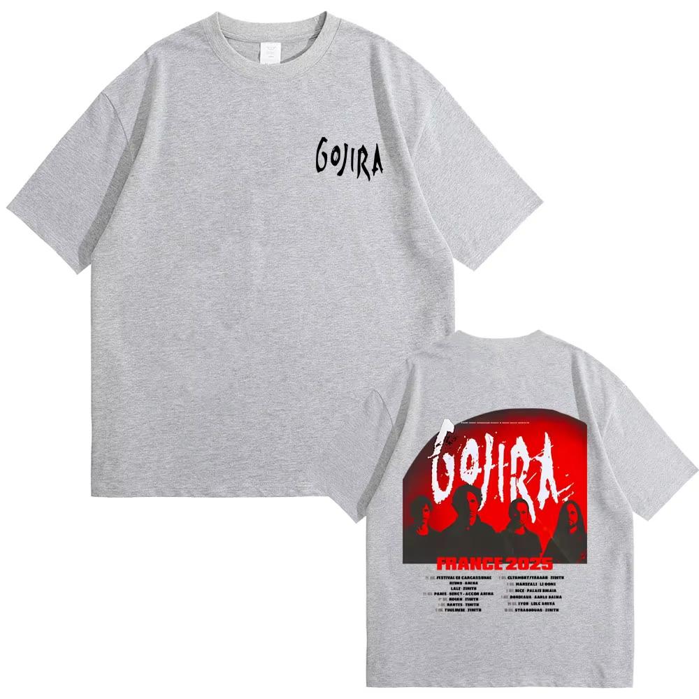 

Футболка мужская женская с метал-группой Gojira Тур по Франции 2025 Одежда Готический рок Футболка оверсайз Мужская повседневная хлопковая винтажная футболка 4XL