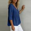 Ladies' Fashionable Casual V-neck Mid Sleeve Women's Top Shirt