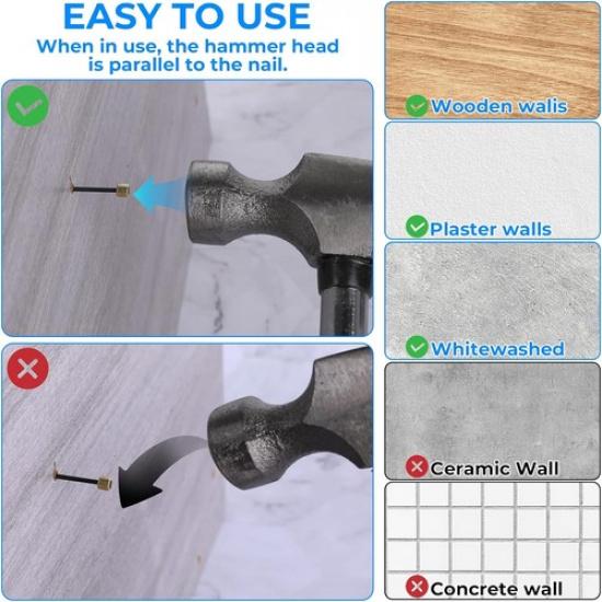 120 Pezzi Chiodi per Appendere Quadri, 4 Stili Chiodi Decorativi da Parete per Appendere Pic