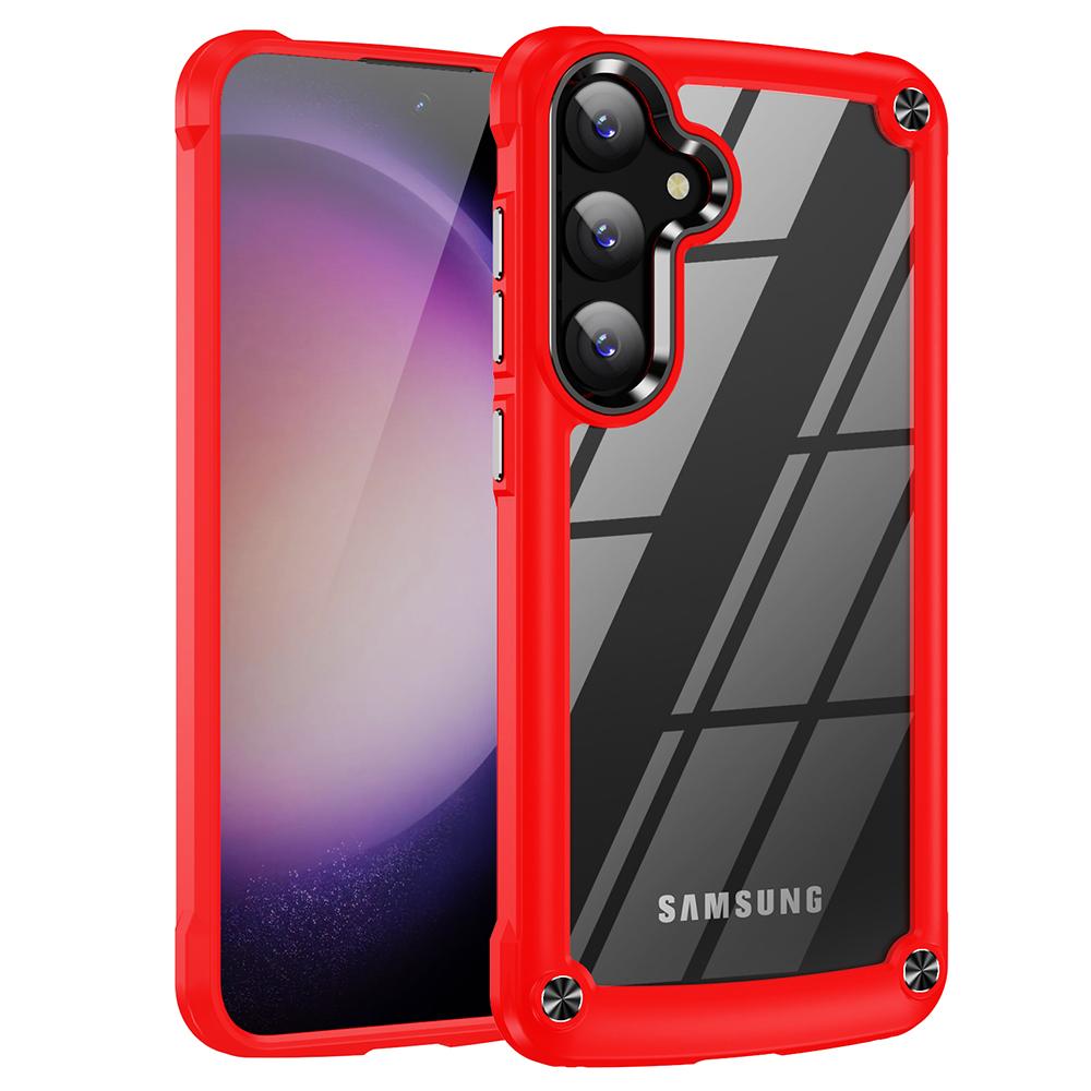 

For Samsung Galaxy S25 Case Anti-Drop Alloy Lens Frame PC+TPU Phone Cover Red Black