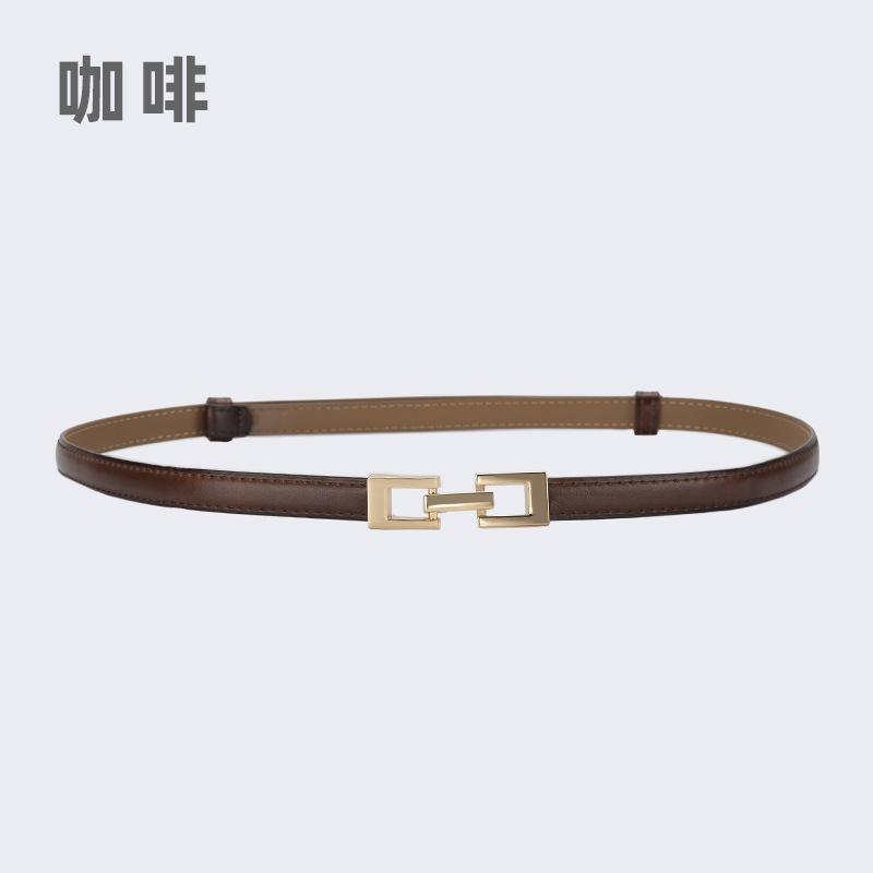 Leather Pair Buckle Adjustable Thin Belt Decoration With Skirt Waist Free Punching Small Belt