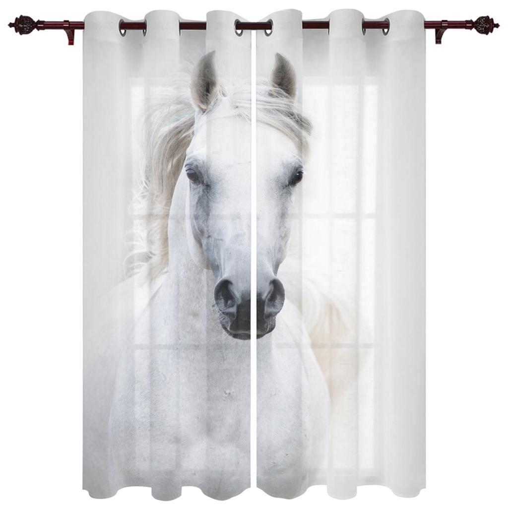 Farm Animal Horse Black And White New Simple Curtains Home Decoration Curtains Modern Home Supplies